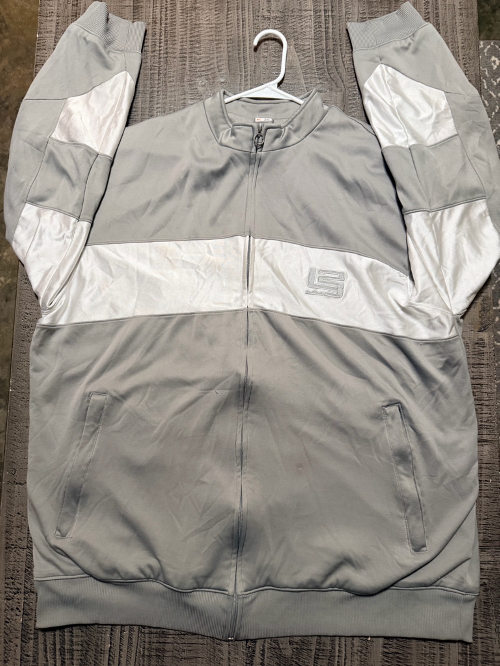 Vintage LeBron James Gray & White Block Zip-Up  Long Sleeve Hoodie